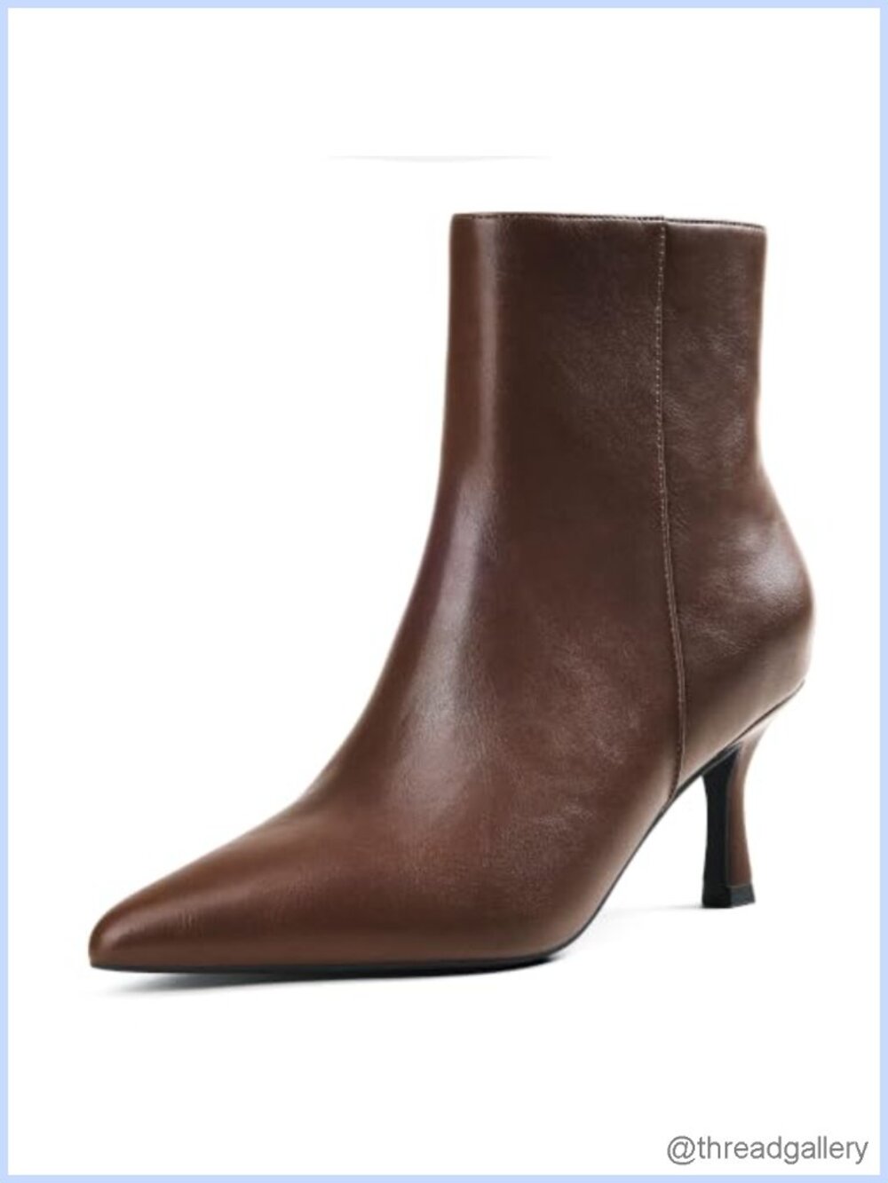Kitten Heel Ankle Booties with Zipper Pointed Toe Synthetic Leather